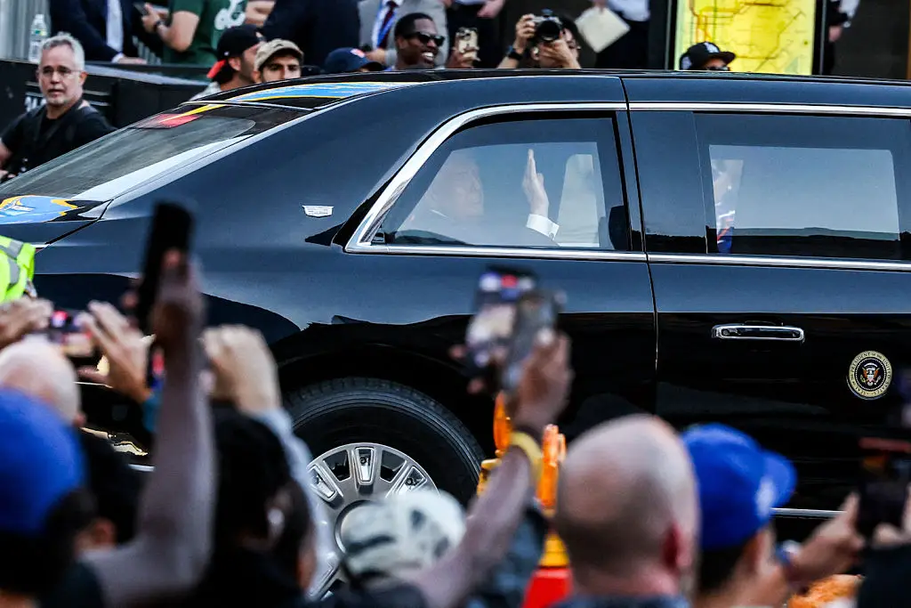 Donald Trump going to the Knicks game caused a Manhattan wide lock down for security (Photo by CHARLY TRIBALLEAU / AFP via Getty Images)