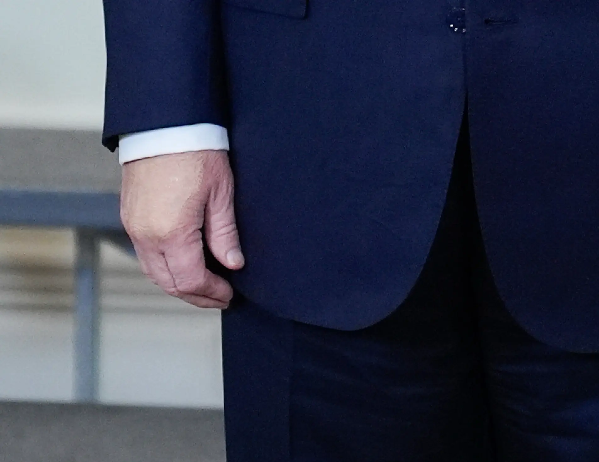 The makeup covered bruise now spans most of the President's hand (Yuri Gripas/Abaca/Bloomberg via Getty Images)