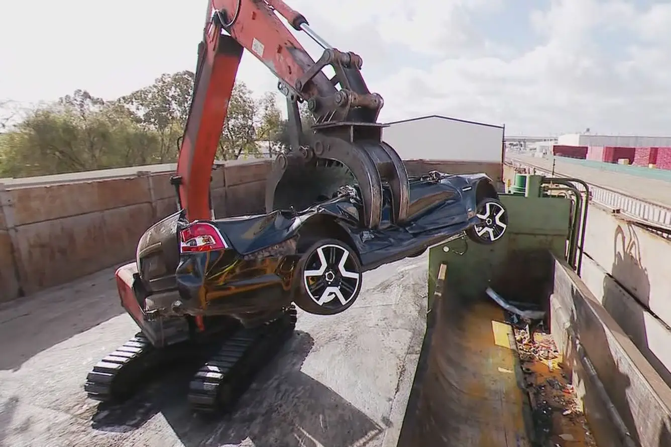 His car was crushed.