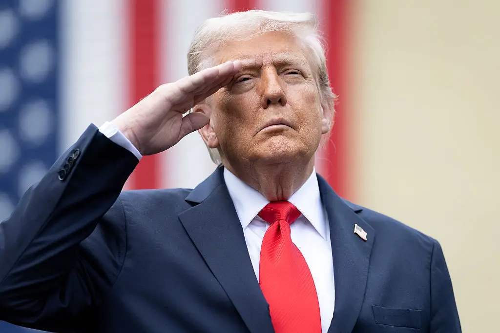 Trump repeated several claims that have not been verified at the ceremony. (Photo by Win McNamee/Getty Images)