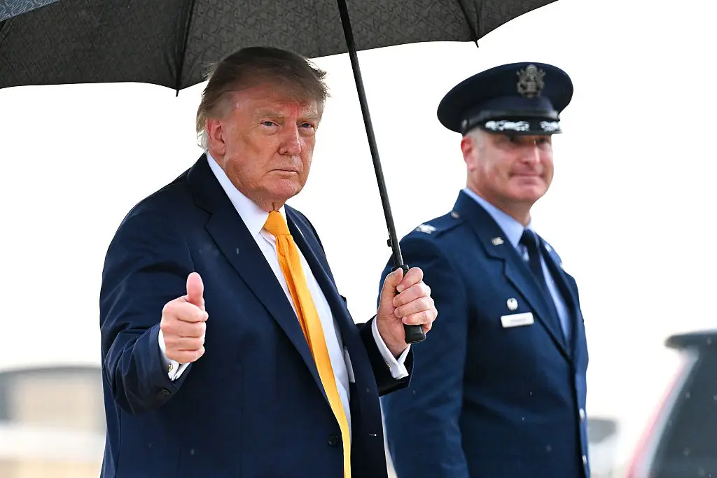 Trump's brunette look has had users online in a frenzy. (Roberto Schmidt/Getty Images)