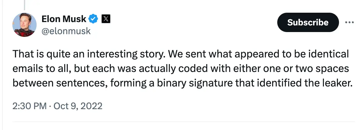 Elon Musk said he came up with the idea himself. (X/@elonmusk)