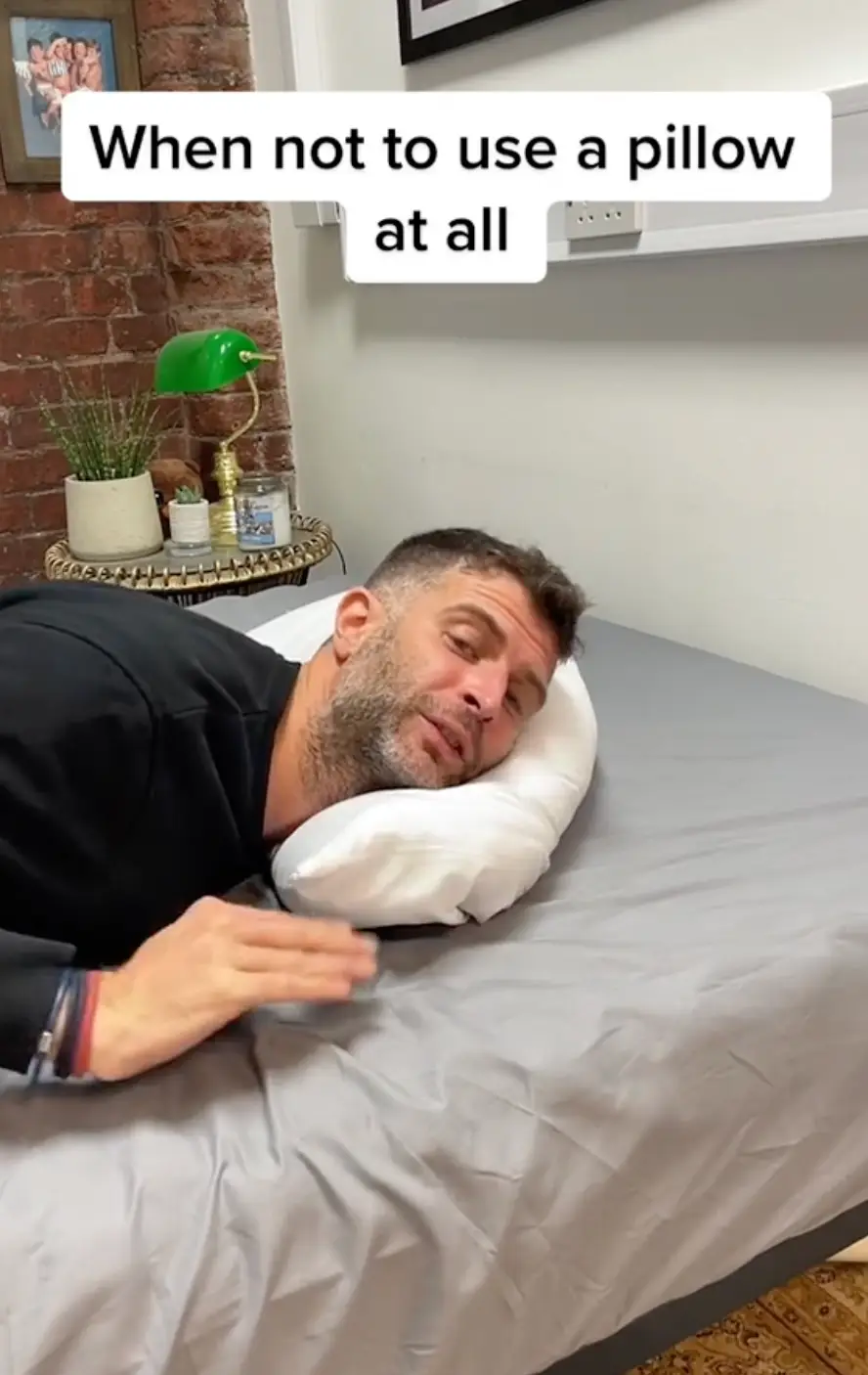 James shares the one position where you don’t need a pillow.