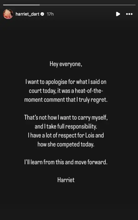 Harriet Dart apologised for the rude comments (Instagram/harriet_dart)