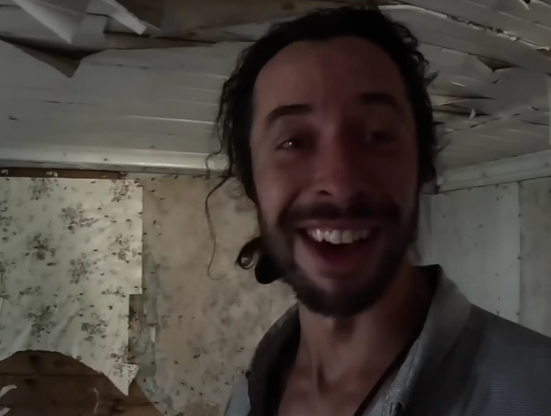 Matty Clarke was pretty upbeat about the trashed house (Skote Outdoors/YouTube)