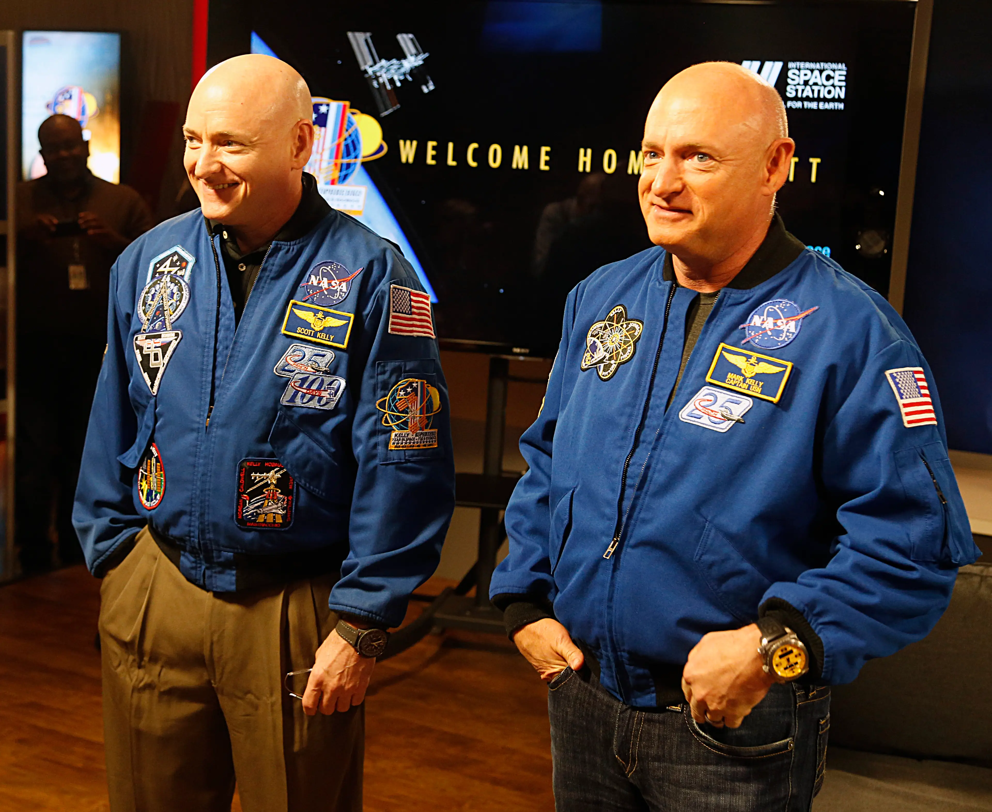 Scott and Mark Kelly have both travelled to the ISS for different lengths of time (James Nielsen/Houston Chronicle via Getty Images)