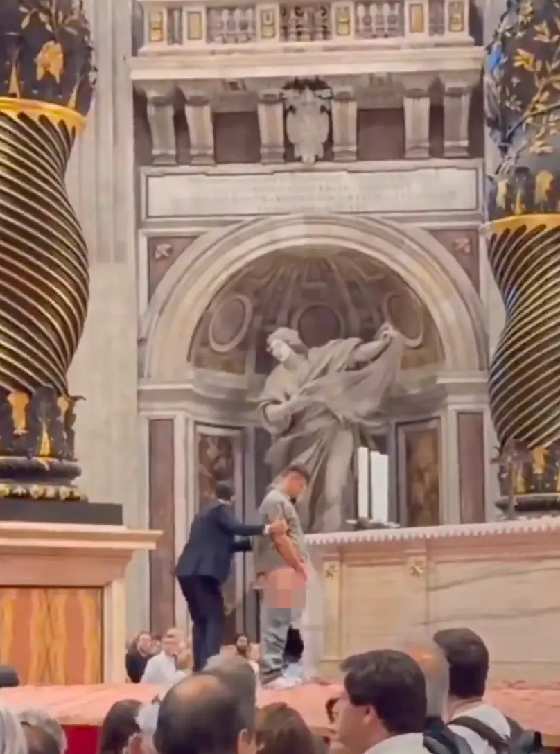 Viral footage saw a man urinating in one of the holiest Catholic sites (X/@Vitus_oss)