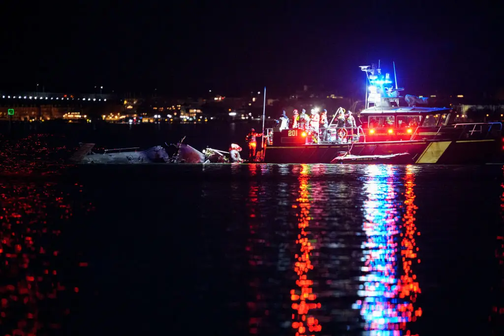 Around 300 emergency personnel rushed to the crash site last night (Andrew Harnik/Getty Images)