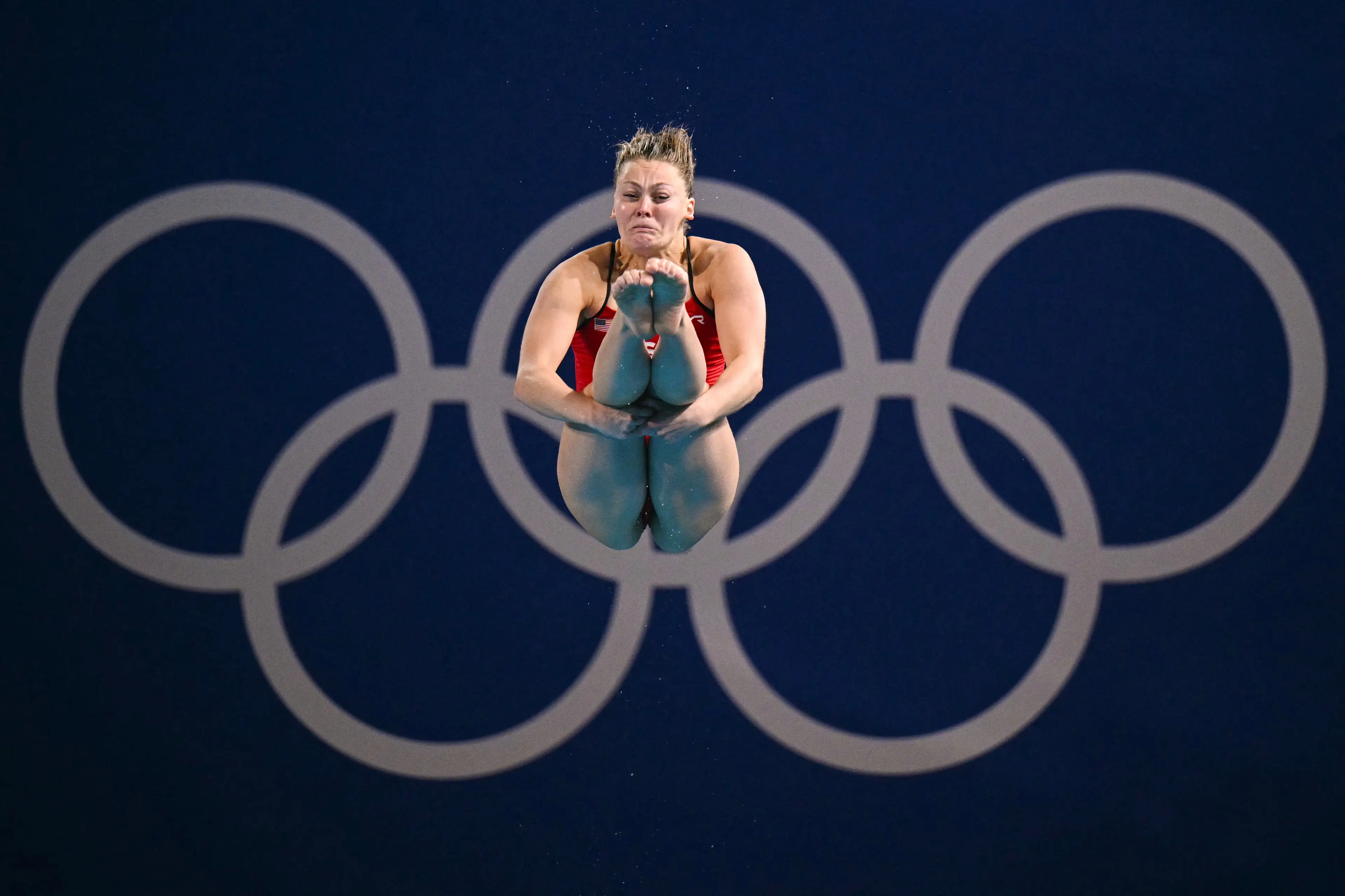 Alison Gibson was taking part in the women's 3m springboard preliminary event. (OLI SCARFF/AFP via Getty Images)