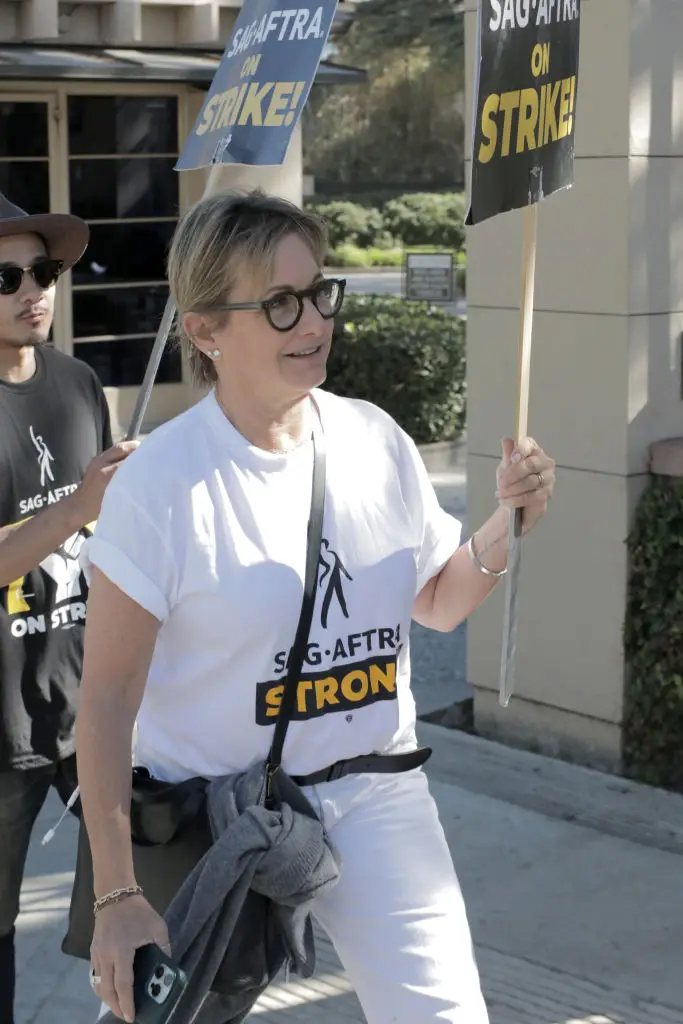 Carteris on the picket line during the 2023 SAG-AFTRA strike (Hollywood To You/Star Max/GC Images)