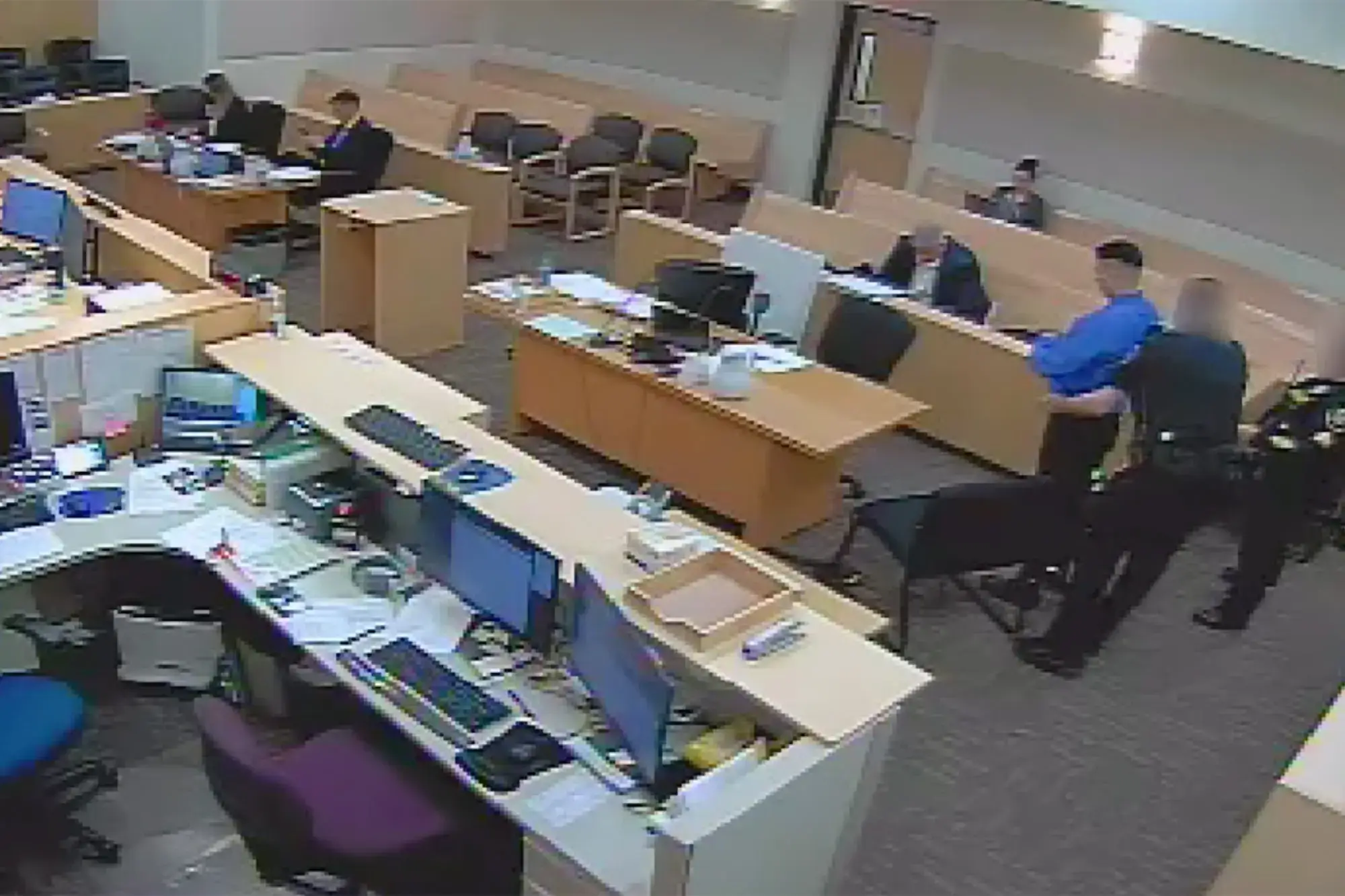 Villalobos' shackles and handcuffs were removed.