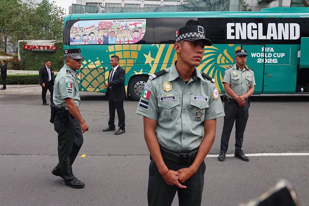 England's hotel in Mexico is under tight security ahead of the game (Photo by Claudia Rosel / AFP via Getty Images)