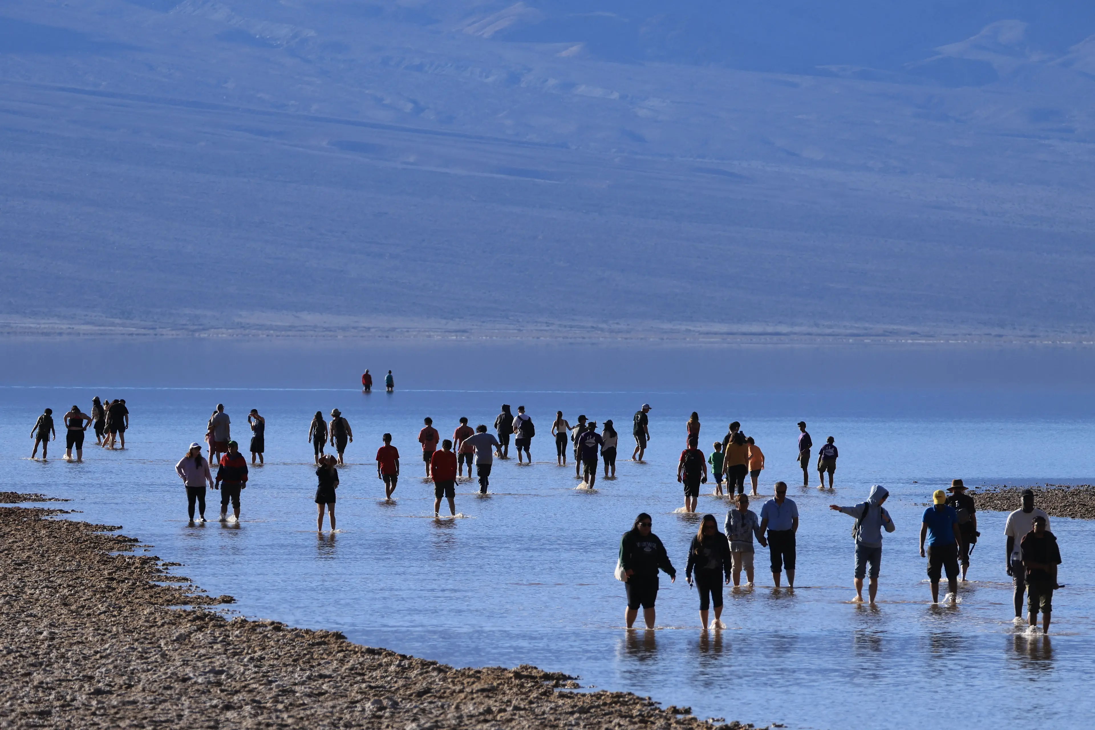 Due to the rainfall, tourists have headed to the area with beach gear.