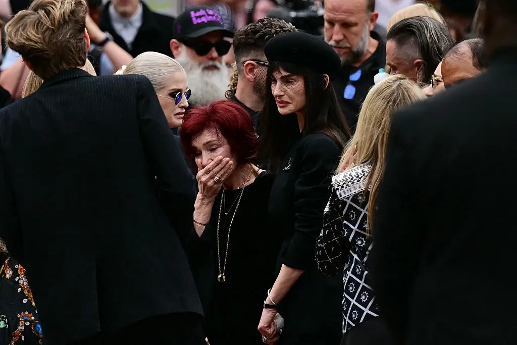 Sharon Osbourne has been seen for the first time today since Ozzy's death to attend his funeral, alongside her children Aimee (pictured), Kelly and Jack (BEN STANSALL/AFP via Getty Images)