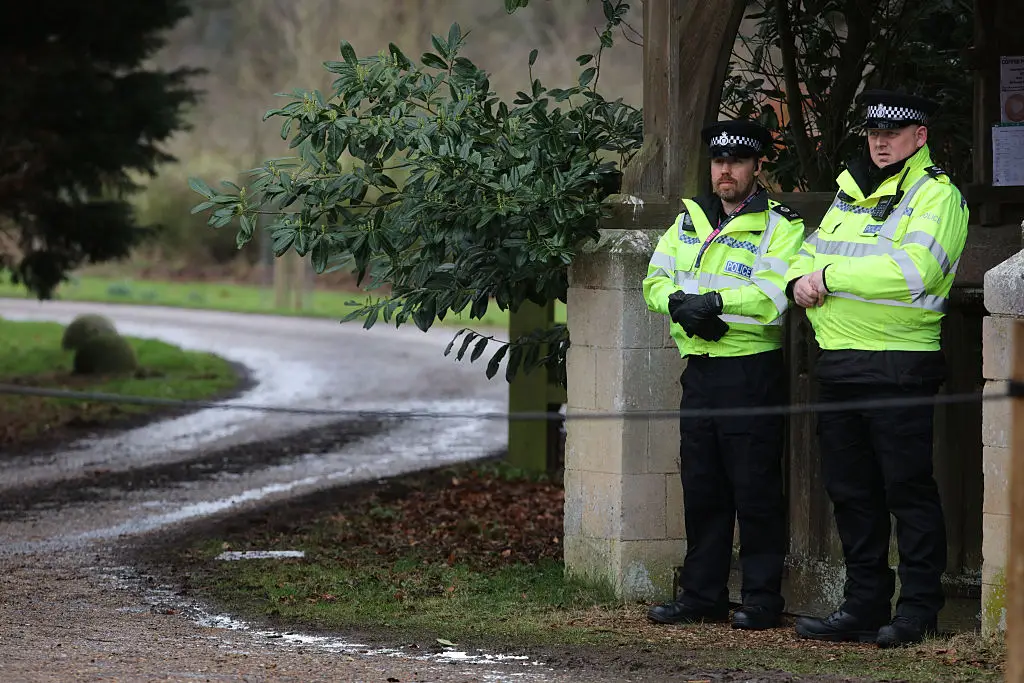 Police near Wood Farm on the Sandringham Estate (Martin Pope/Getty Images)