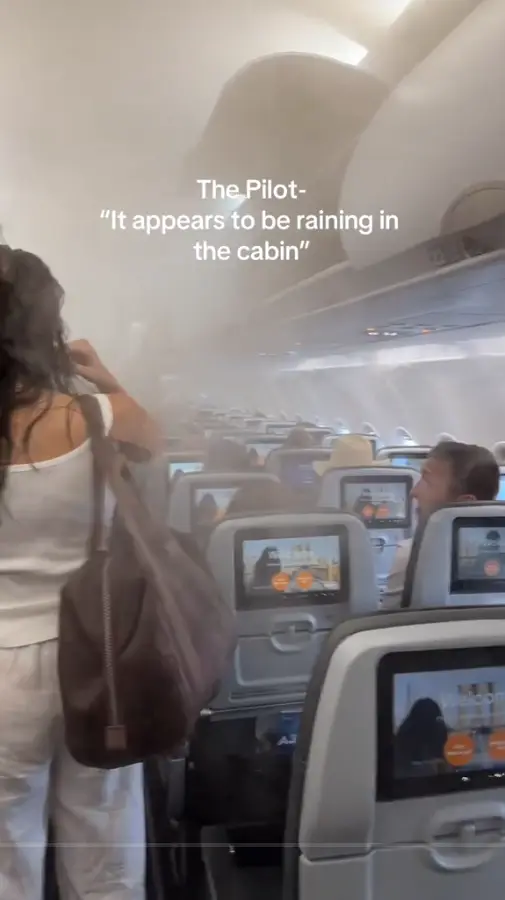 Experiencing this misty fog on airplanes isn't as rare as you may think. (TikTok/@savinnyc)