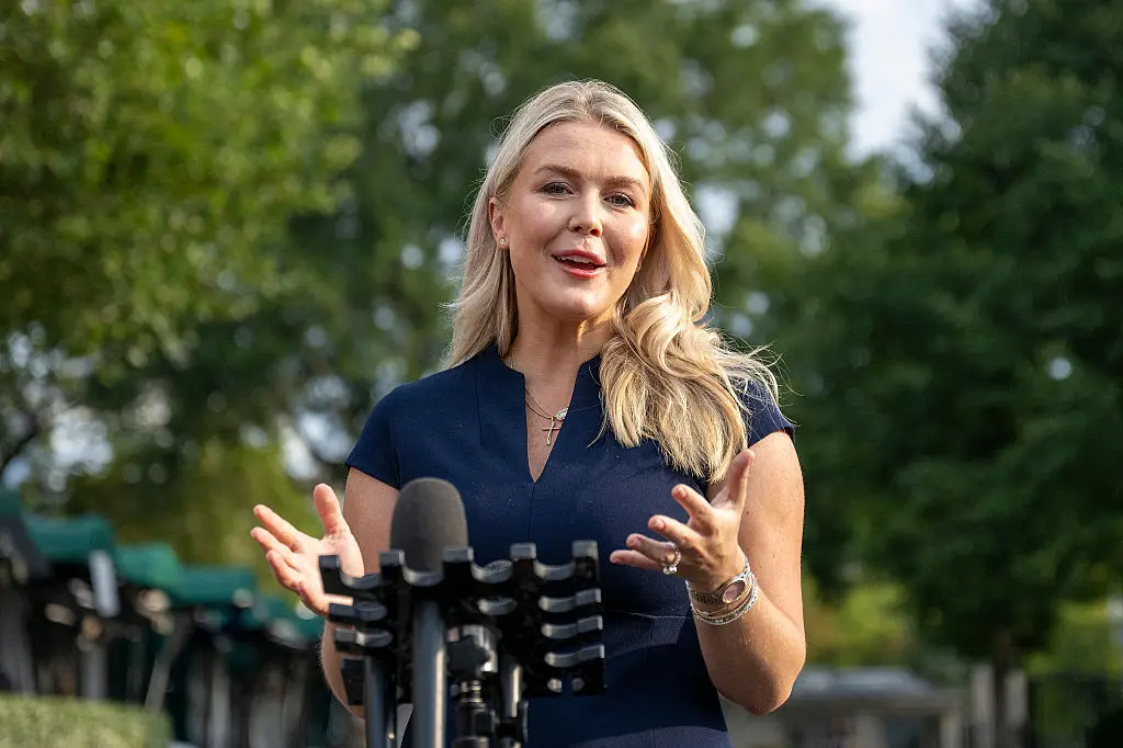 Karoline Leavitt spoke during her final press conference as White House press secretary yesterday (August 27). (Jim WATSON / AFP via Getty Images)
