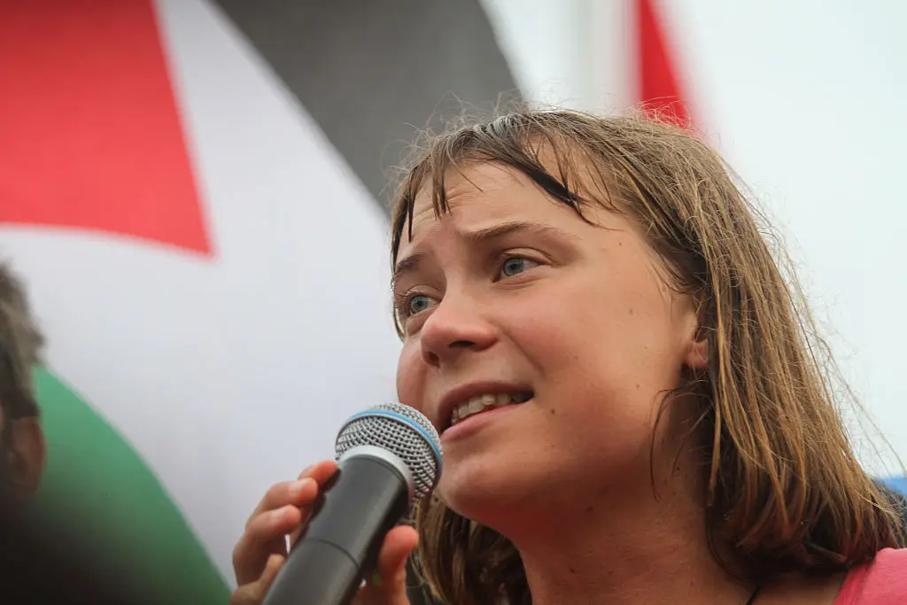 Thunberg was released by Israel on October 6, after having attempted to travel to Gaza Strip to bring humanitarian aid to the people of Palestine (Hasan Mrad/UCG/Universal Images Group via Getty Images)