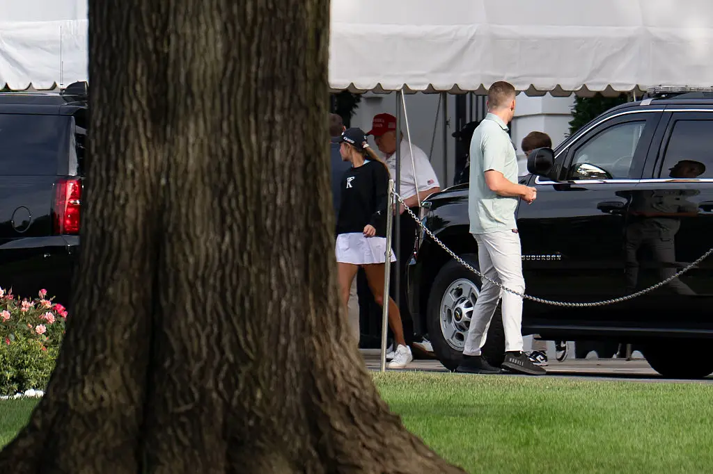 Trump was seen with his granddaughter Kai Trump heading to Trump National Golf Club on August 30, just as rumors spread of his death (Kayla Bartkowski/Getty Images)