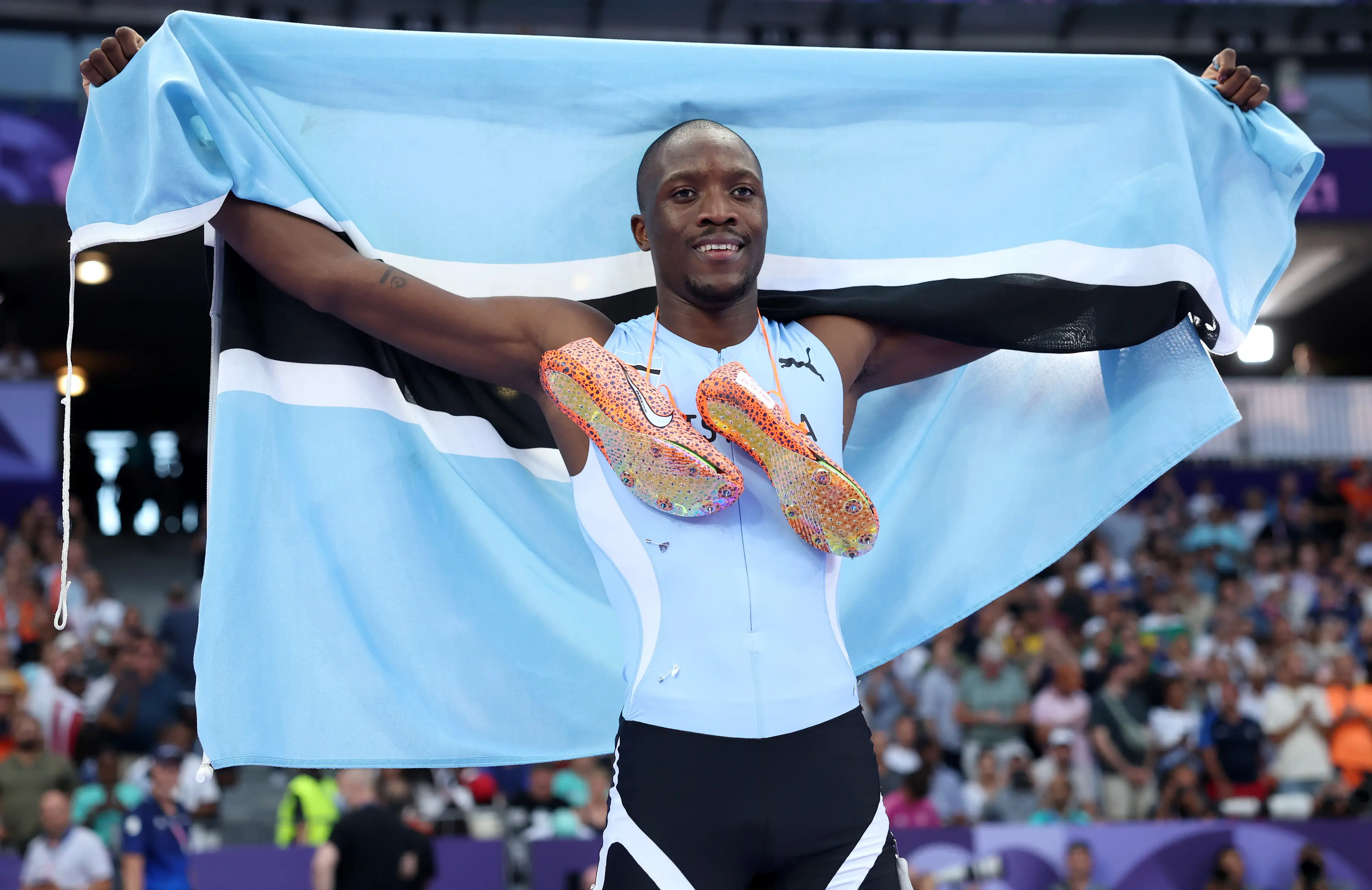 Letsile Tebogo defeated Noah Lyles in the 200m final. (Christian Petersen/Getty Images)