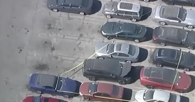 The tow yard where the Tesla was found (ABC7/YouTube)