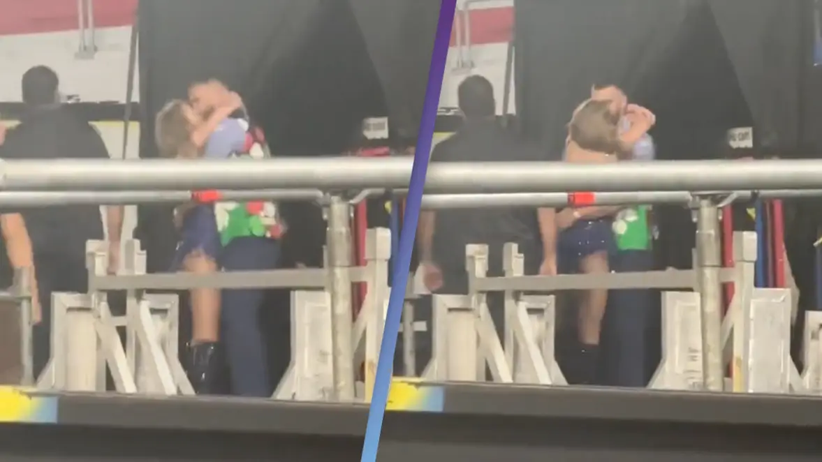 Taylor Swift ran to kiss Travis Kelce after surprising him with lyric change at Eras Tour show