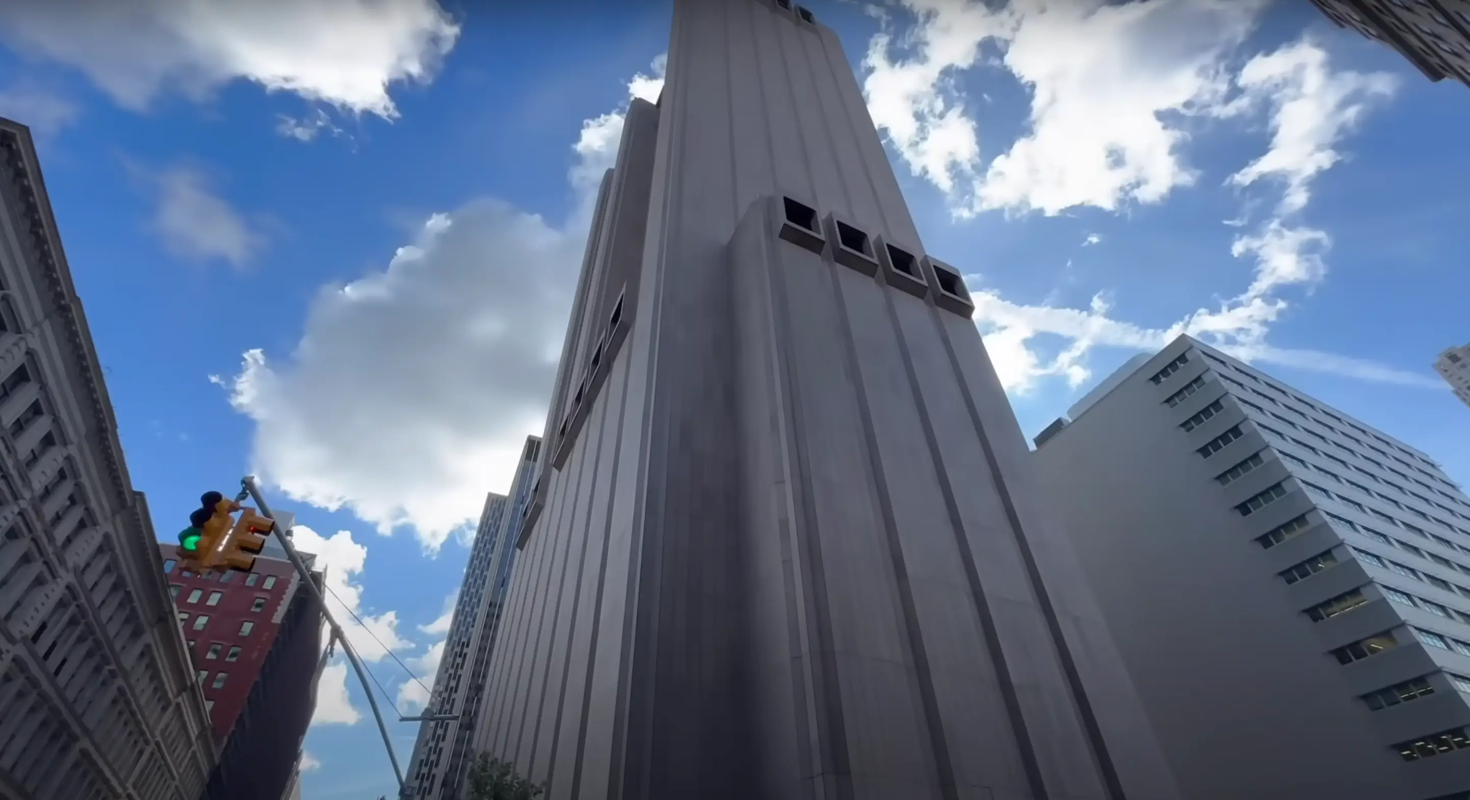 Mulry Square in Manhatten is the eeriest of the fake buildings.