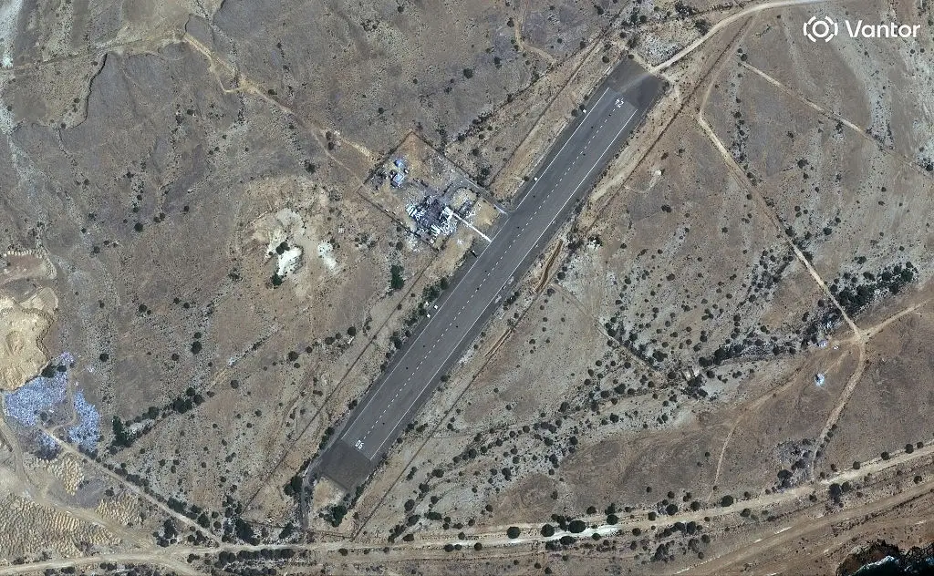 The Konarak Airbase's runaway appears to be unaffected by the strikes (2026 Vantor/Getty Images)