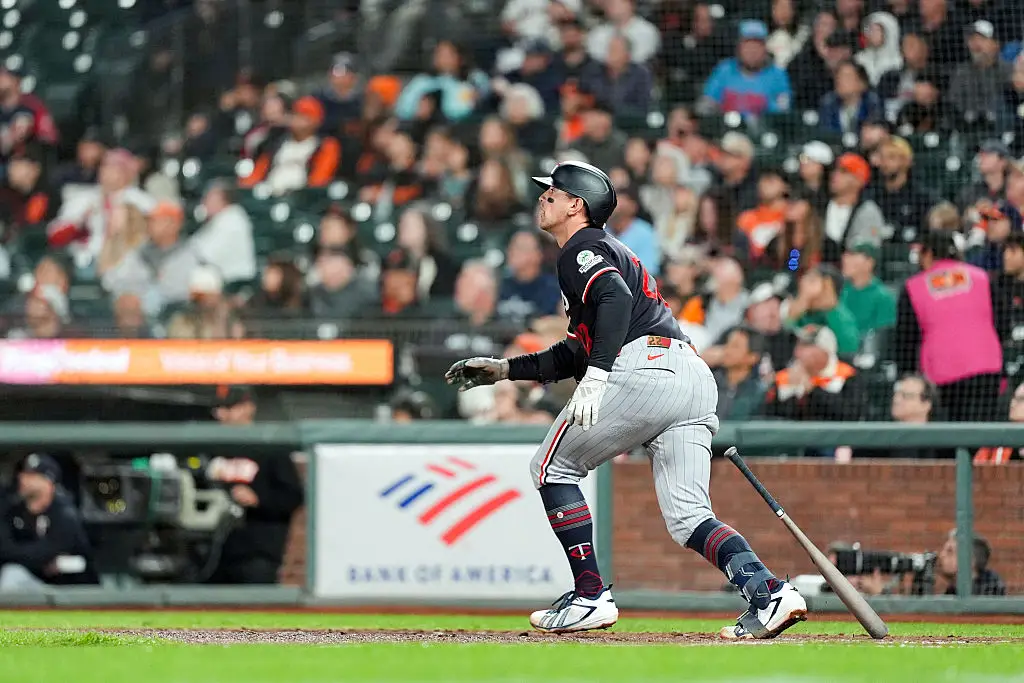 The couple attended the San Francisco Giants’ game against the Minnesota Twins (Photo by Bryan Kennedy/MLB Photos via Getty Images)