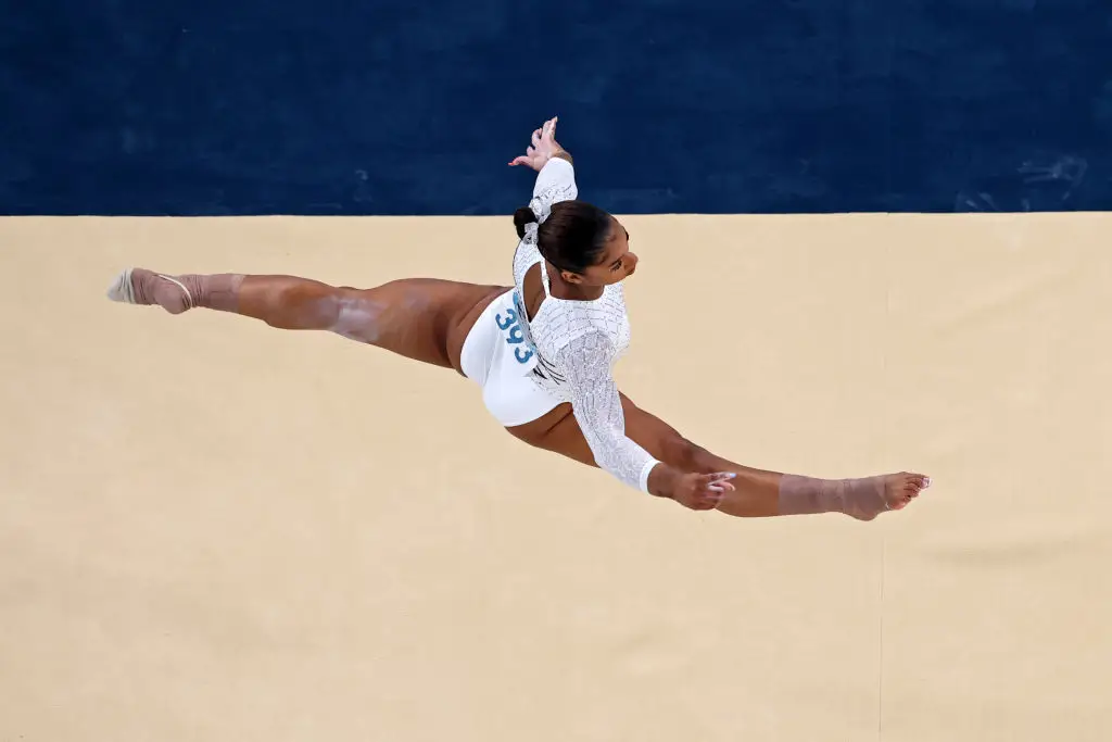 Jordan Chiles competing in the floor exercise at the Olympics (Dan Mullan/Getty Images)