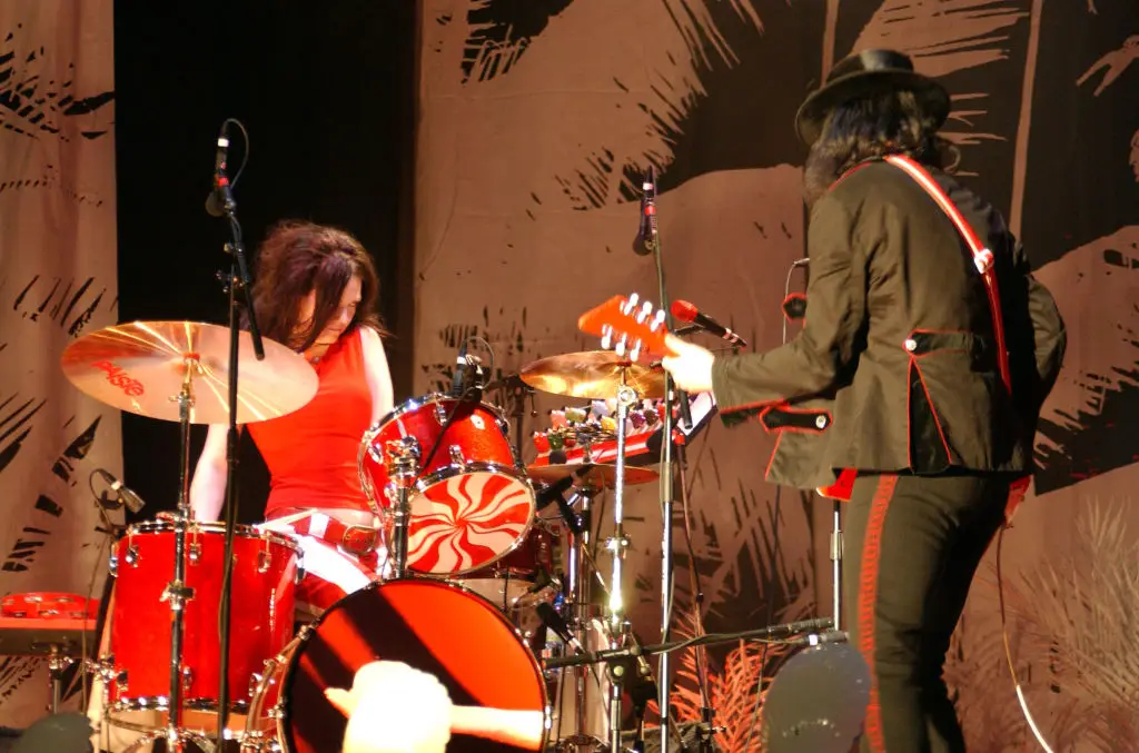 The White Stripes took to the iconic Pyramid Stage at Glastonbury in 2005 (Jim Dyson/Getty Images)