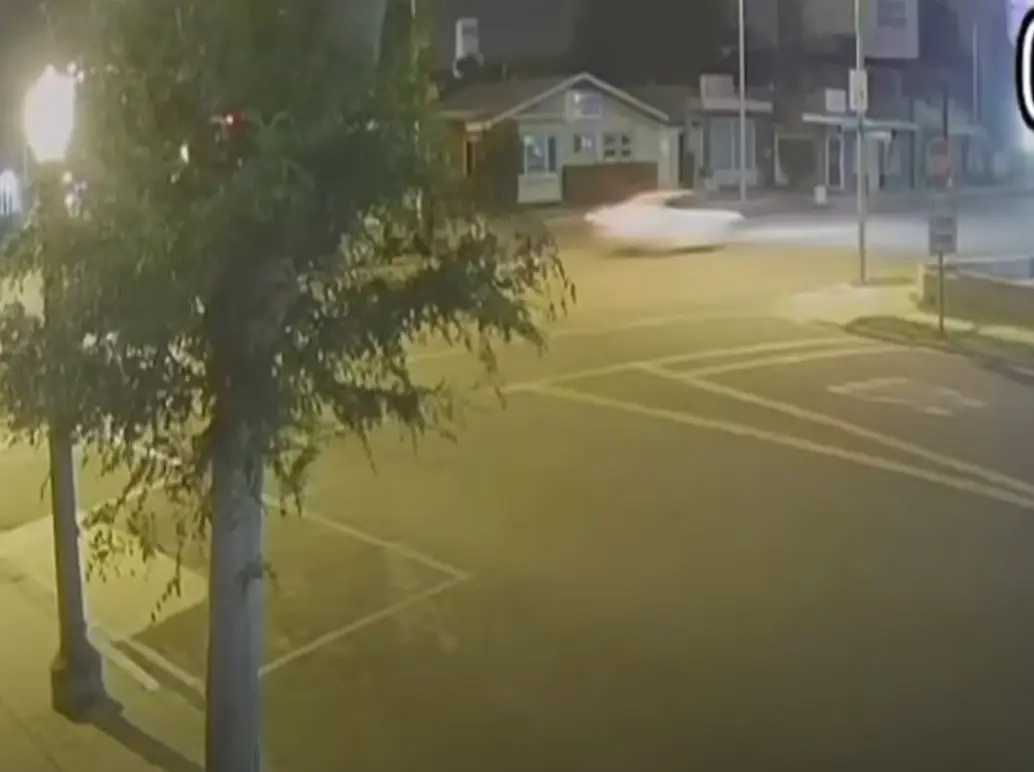 The crash happened when Samuel hit the curb, causing the car to go airborne and crash into a building. (NBCLA)