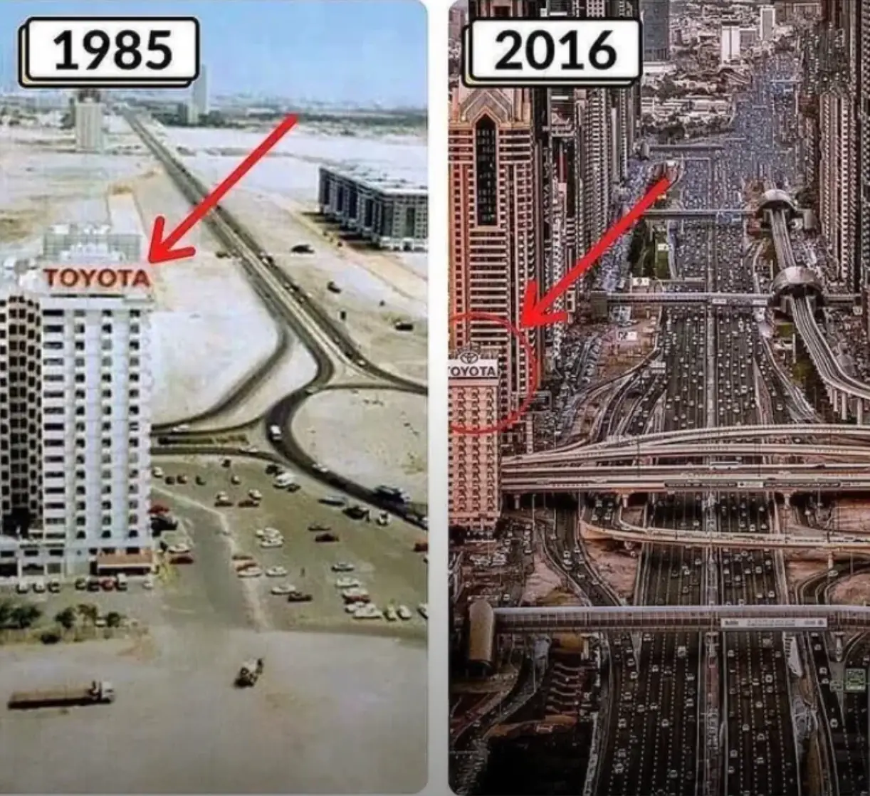 The vast changes in Dubai's landscape in just 31 years are incredible (Reddit/filmingfisheyes)
