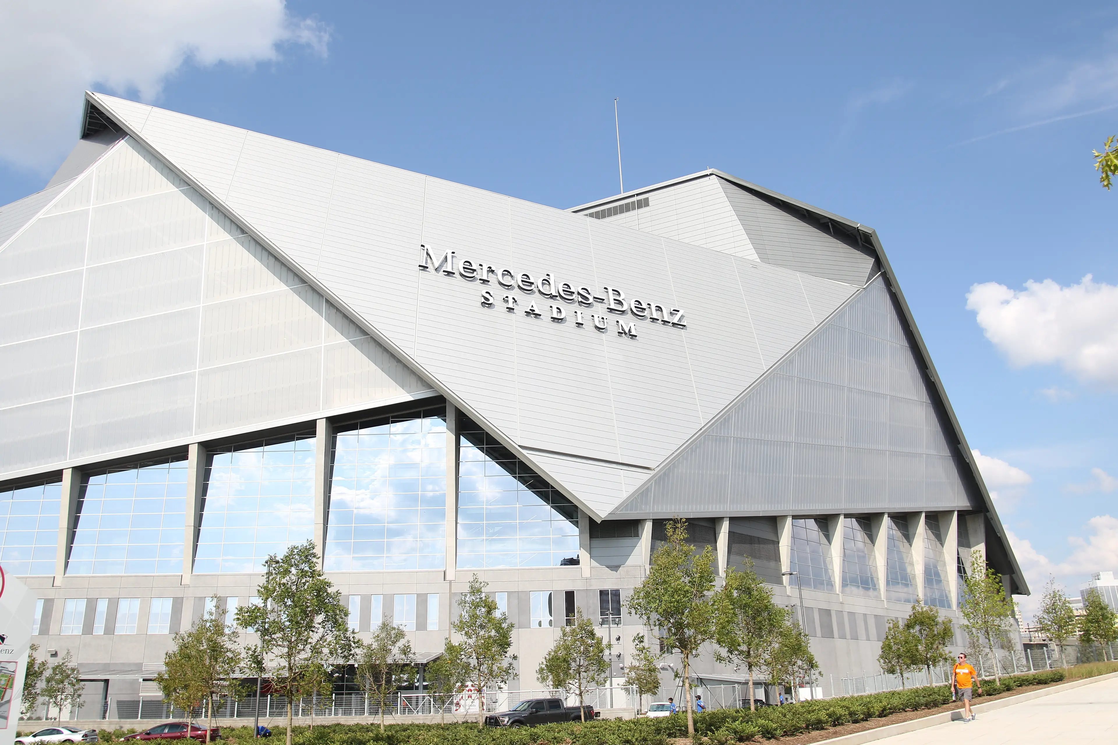 One exception to the branding rule is the Mercedes-Benz stadium in Atlanta (Michael Wade/Icon Sportswire via Getty Images)