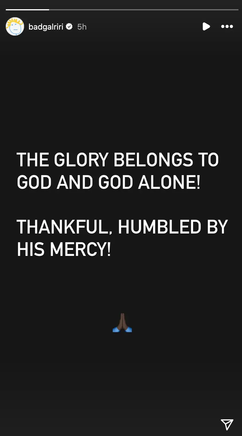 Rihanna adressed her partner's non-guilty verdict on social media (rihanna/Instagram)