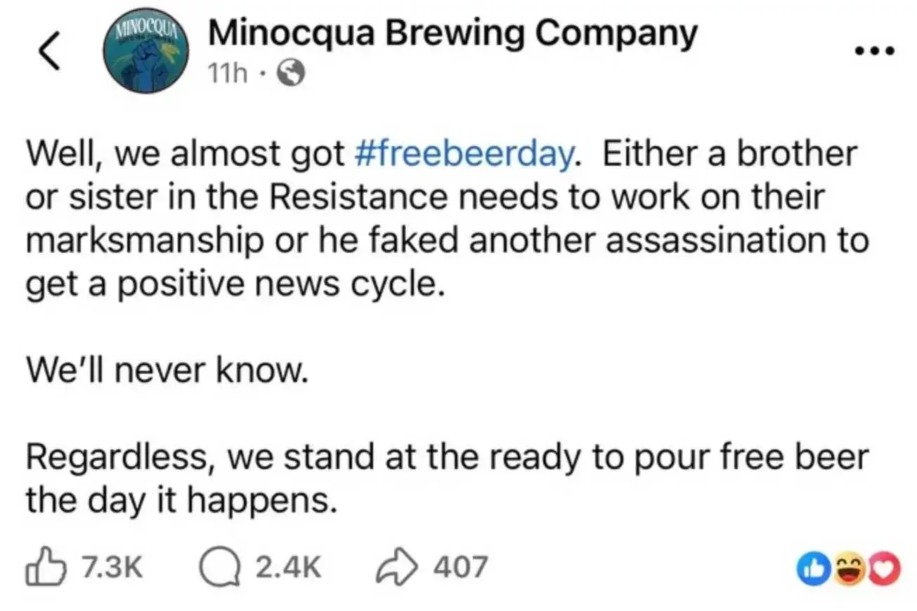 The Brewery's owner made a number of controversial social media posts (Minocqua Brewing Company/x)