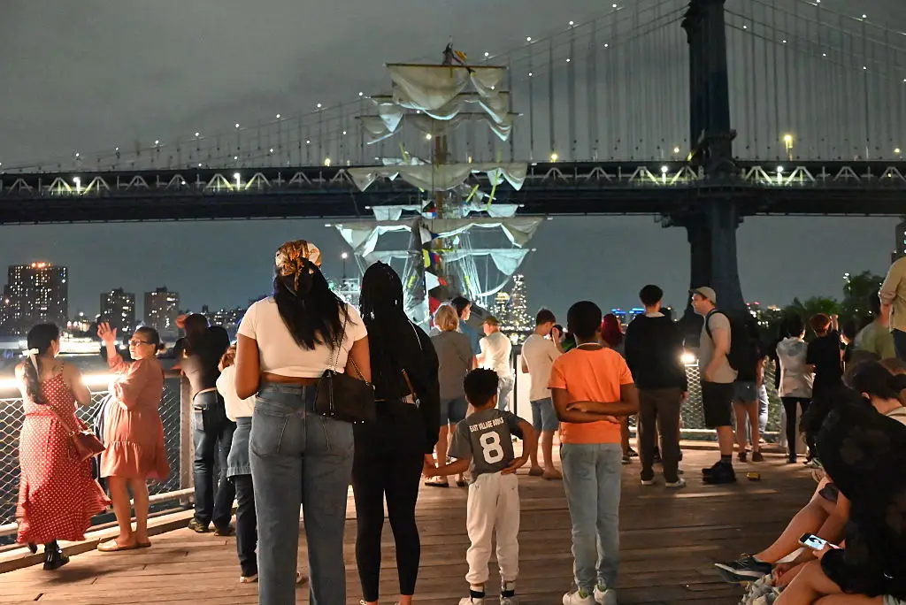 The ship crashed into the bridge on Saturday (Kyle Mazza/Anadolu via Getty Images)