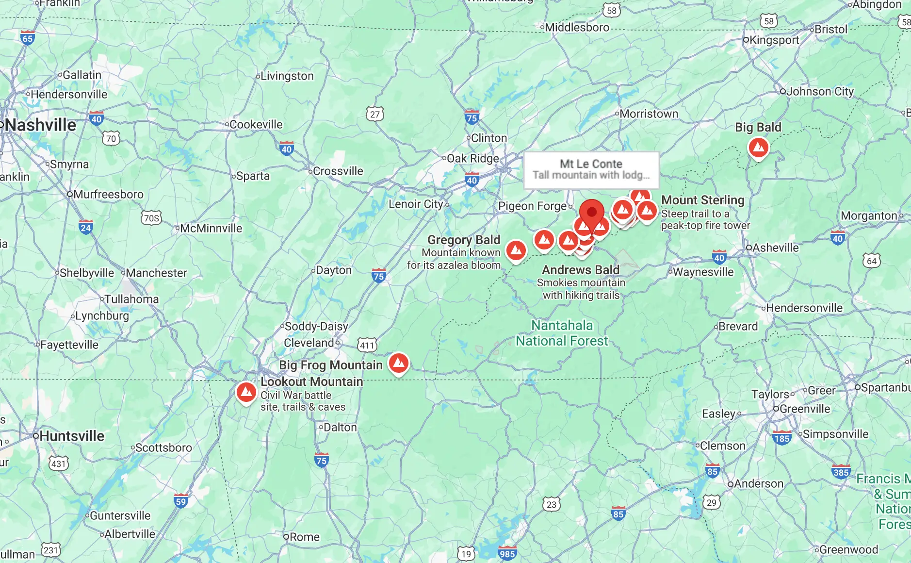 The Tennessee Mountains was where the body was discovered. (Google Maps)