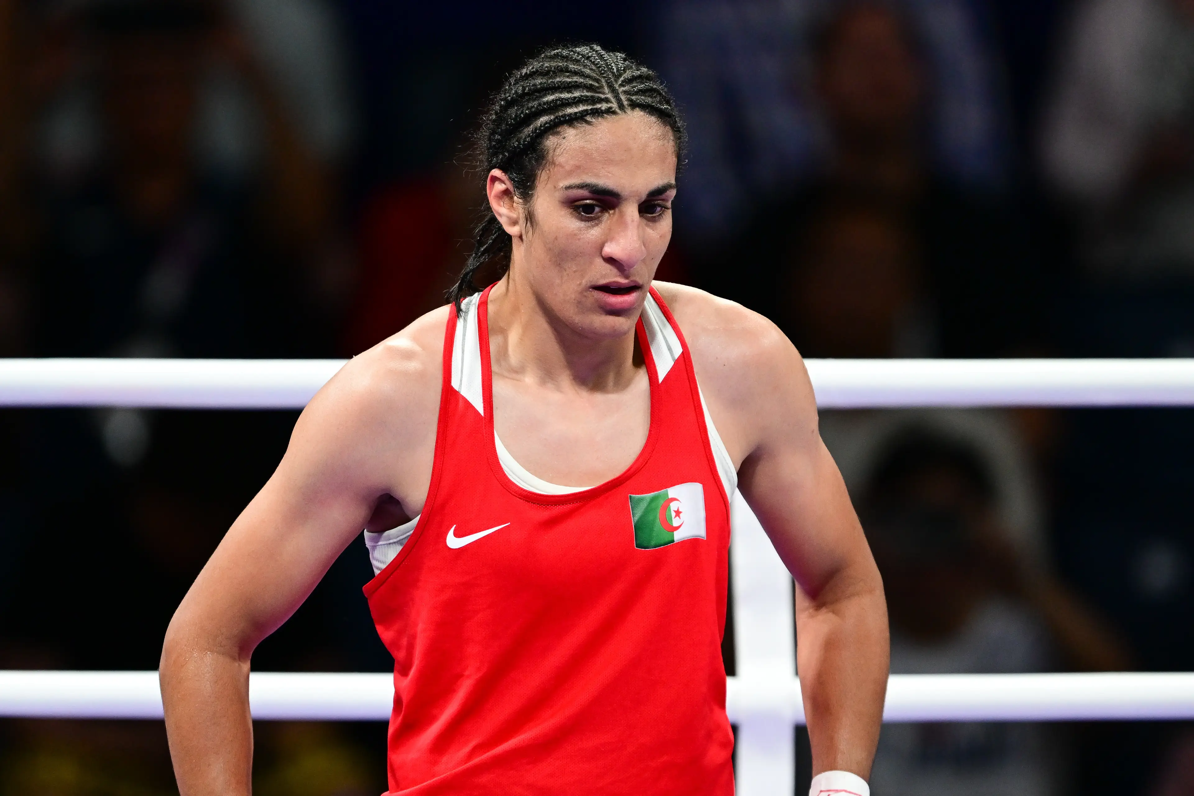 Algerian boxer Imane Khelif has been surrounded by controversy during the 2024 Paris Olympics. (Mehmet Murat Onel/Anadolu via Getty Images)