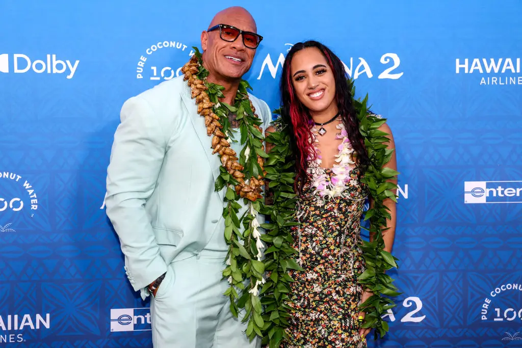 Simone Garcia Johnson, WWE stage name 'Ava Raine', pictured with dad Dwayne Johnson (Darryl Oumi/Getty Images)