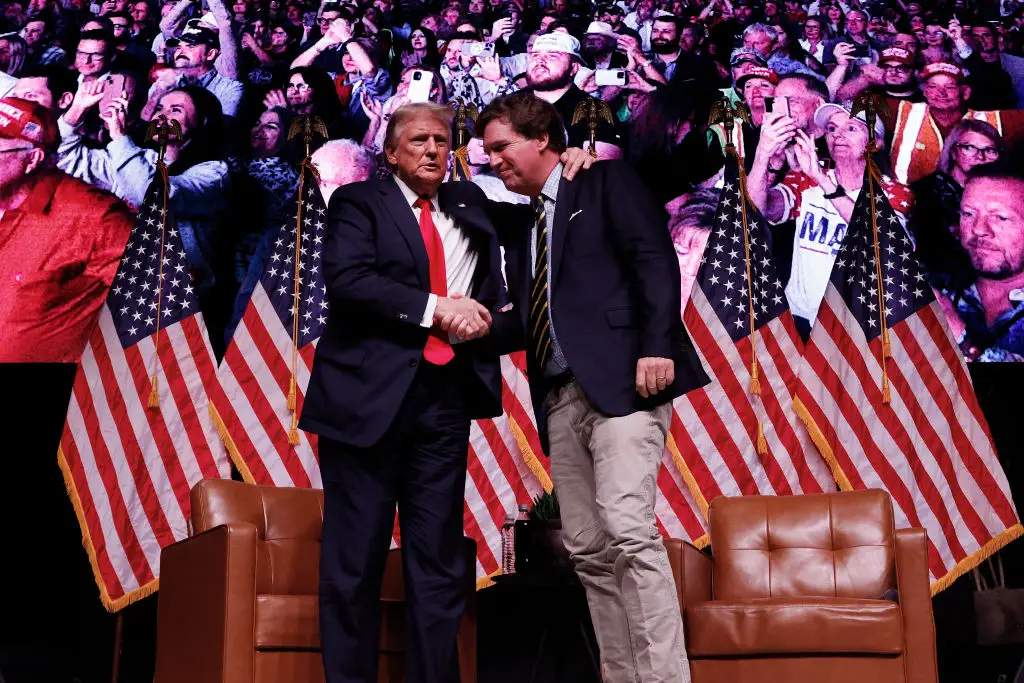 Donald Trump and Tucker Carlson in October 2024, a week before election day (Chip Somodevilla/Getty Images)