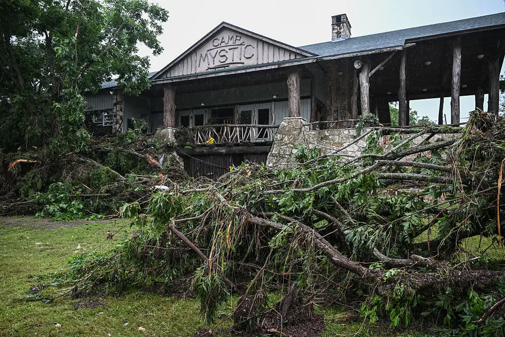 A view of Camp Mystic in the aftermath of the floods (RONALDO SCHEMIDT/AFP via Getty Images)
