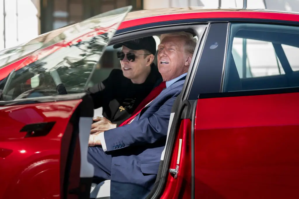 Trump bought his Tesla to show 'support' for Musk, despite not being able to drive it (Andrew Harnik/Getty Images)