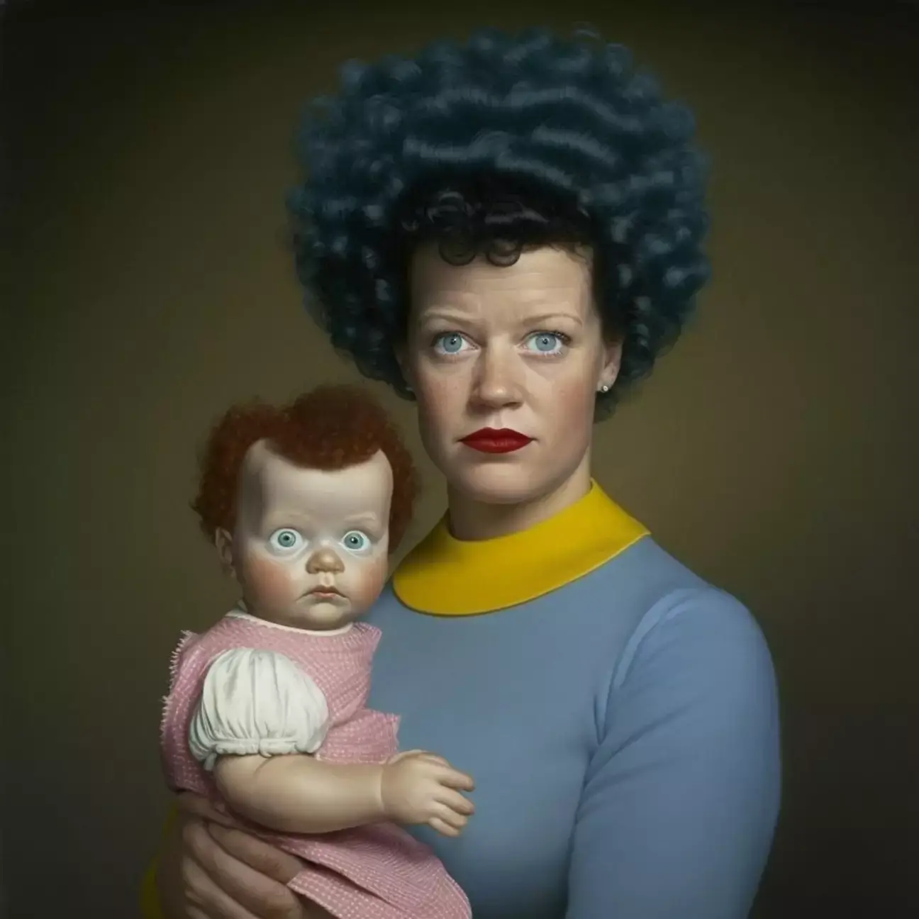 Marge looks burnt out and Maggie is straight out of Child's Play.