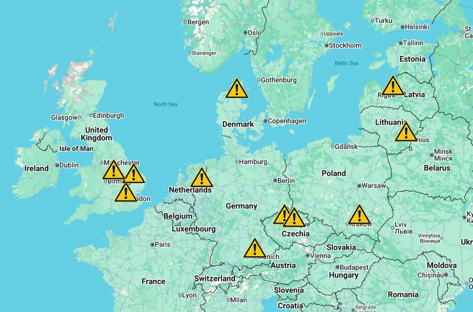 A map of the locations identified by Russia (Google Maps/UNILAD)