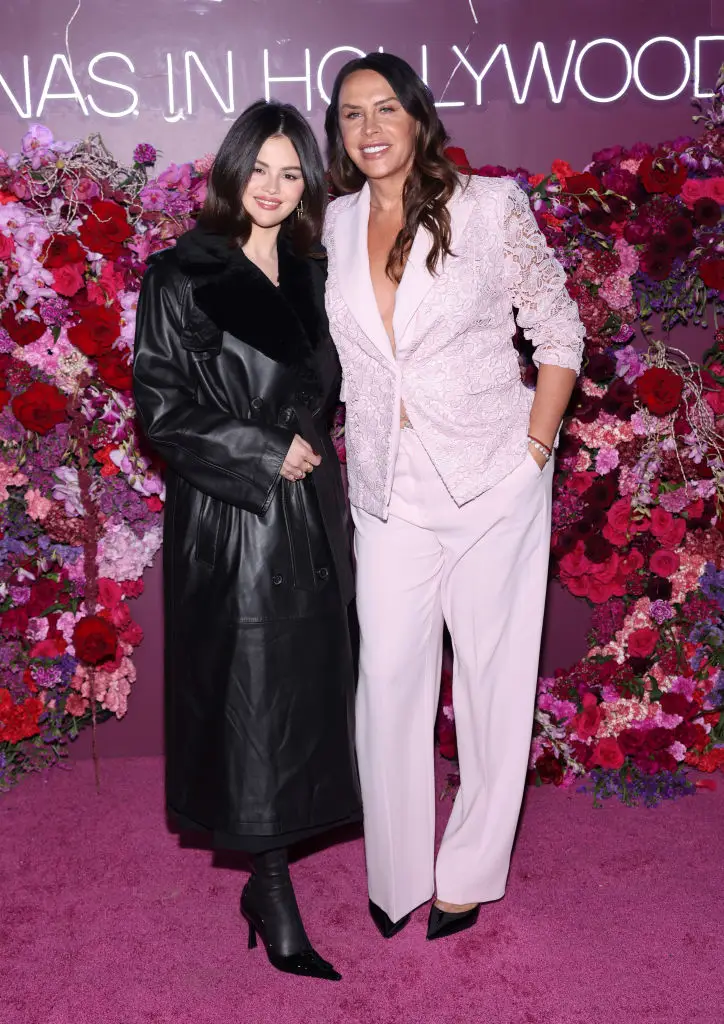 Selena Gomez and Karla Sofía Gascón pictured together before the allegations regarding the Spanish actress' old tweets resurfaced (Natasha Campos/Getty Images for Netflix)