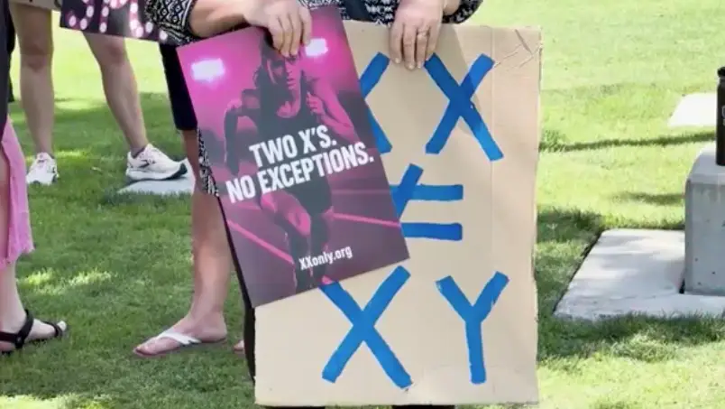 There were dozens of protestors at the event (KCRA 3)