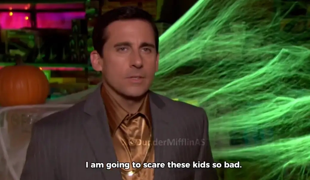 Michael Scott wanted to scare a group of kids in a controversial scene in a 2009 episode of The Office (@DunderMifflinAS/Twitter/NBC)