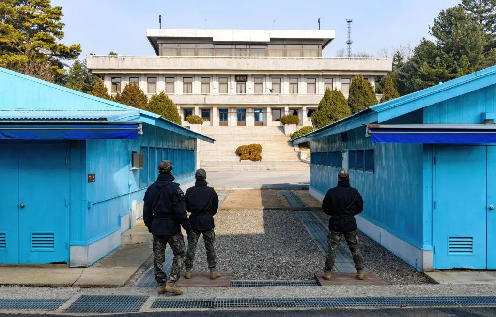 Tensions have risen between North and South Korea after a landmine exploded and hurt three South Korean soldiers. (Photo by Kim Jae-Hwan/SOPA Images/LightRocket via Getty Images)