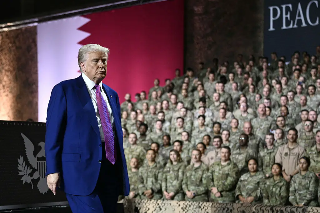 Trump visited the Al Udeid Air Base in Doha, Qatar, in May (BRENDAN SMIALOWSKI/AFP via Getty Images)